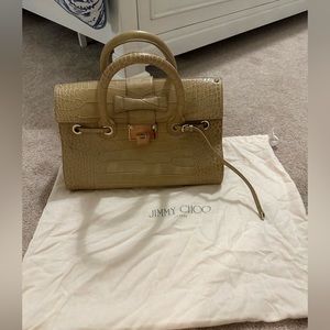 Jimmy Choo Gold Rosalie Alligator Handle Bag!